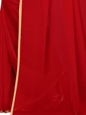 foil border maroon saree with blouse - 15745225 - Standard Image - 4