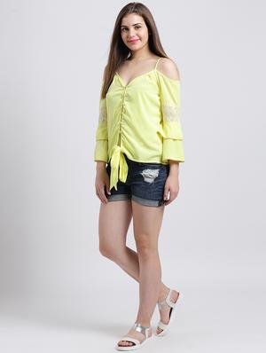 tie up hem lace detail button up top - 15747124 - Standard Image - 4