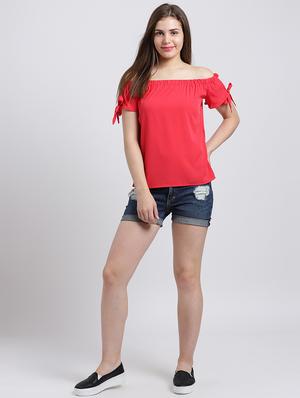 side tie up sleeved off shoulder top - 15747126 - Standard Image - 4