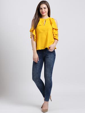 keyhole neck ruffled top - 15747127 - Standard Image - 4