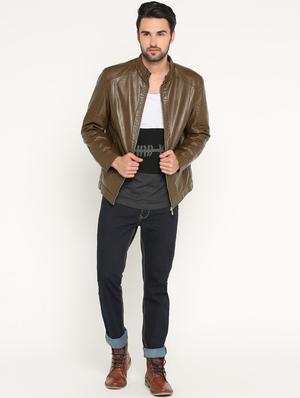 brown leather biker jacket - 15747183 - Standard Image - 4