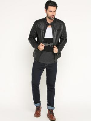 black leather biker jacket - 15747199 - Standard Image - 4