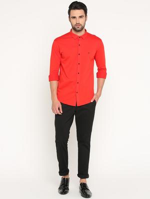 red cotton casual shirt - 15747361 - Standard Image - 4