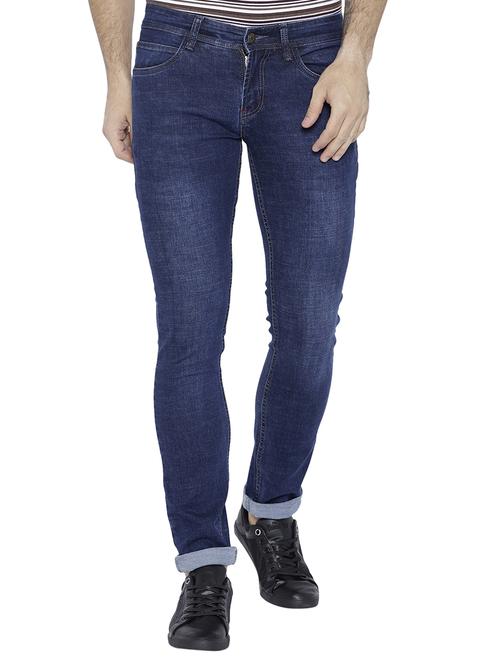 navy blue denim washed jeans - 15748077 - Standard Image - 1