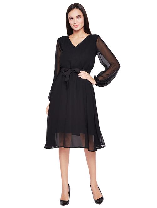 flared belted dress - 15748293 - Standard Image - 1