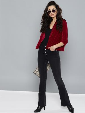 button detail velvet blazer - 15748334 - Standard Image - 4