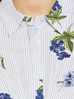 twist detail floral striped shirt dress - 15748731 - Standard Image - 4