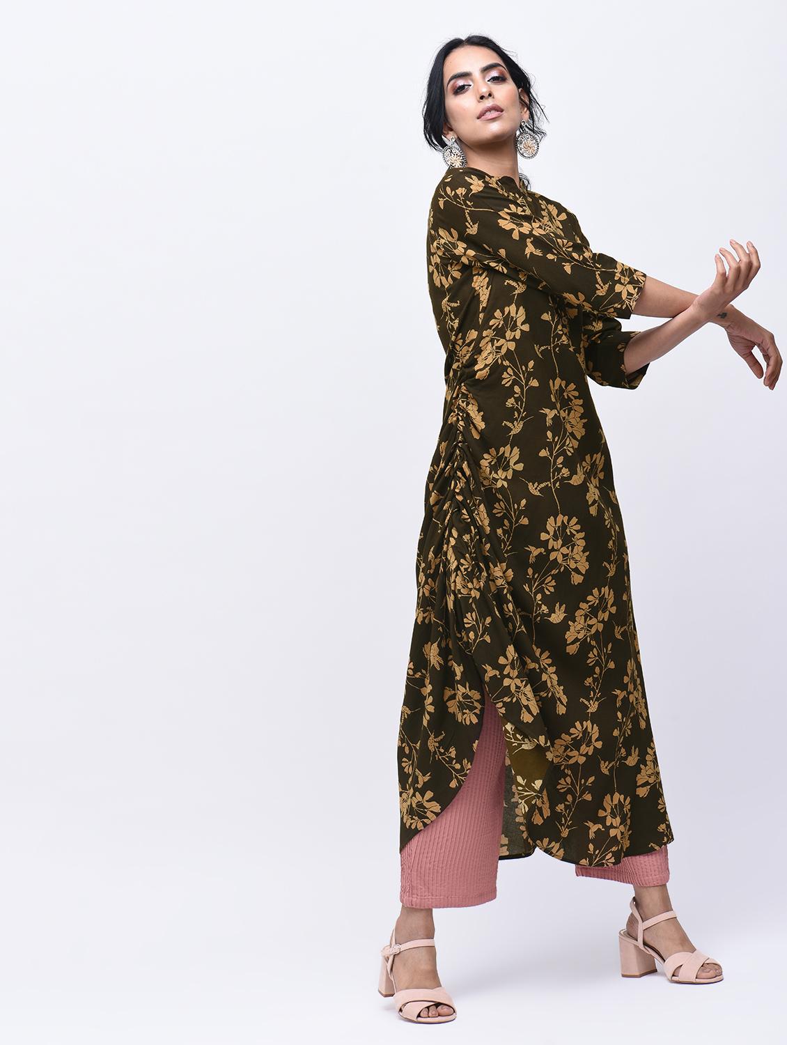 Cowl printed kurta - 15750625 - Zoom Image - 4