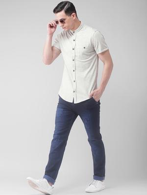 white cotton blend casual shirt - 15754822 - Standard Image - 4