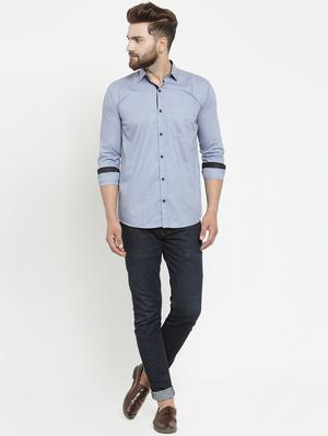 solid grey casual shirt - 15755126 - Standard Image - 4