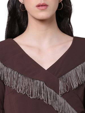 fringed lace pleated wrap top - 15756910 - Standard Image - 4