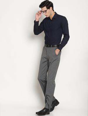 navy blue solid formal shirt - 15757297 - Standard Image - 4