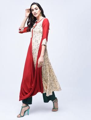 Printed cowl kurta - 15758958 - Standard Image - 4