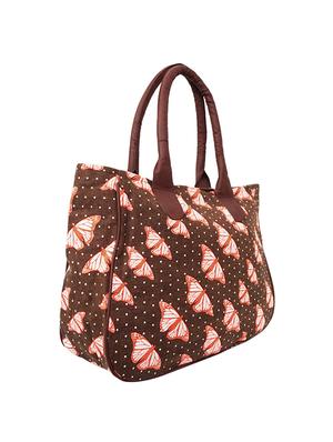 brown cotton polyester blend printed shopping bag - 15763451 - Standard Image - 4