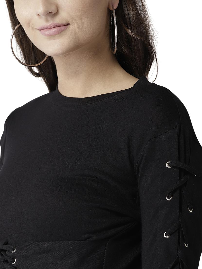 Eyelet lace up sleeved crop top - 15765337 - Zoom Image - 4