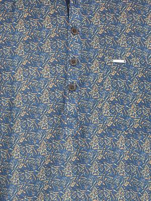blue cotton short kurta - 15765770 - Standard Image - 4