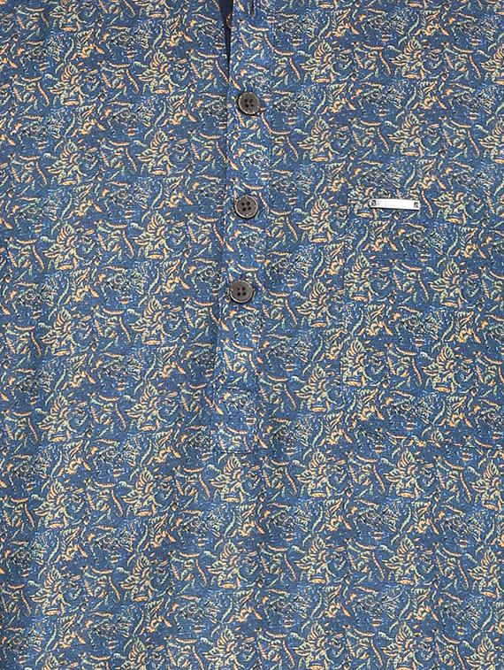 blue cotton short kurta - 15765770 - Zoom Image - 4