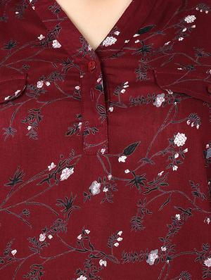 pleated back floral button detail top - 15766856 - Standard Image - 4