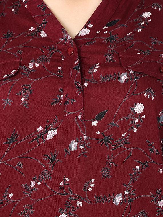 pleated back floral button detail top - 15766856 - Zoom Image - 4