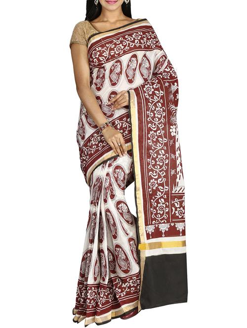 conversational printed saree with blouse - 15770062 - Standard Image - 1