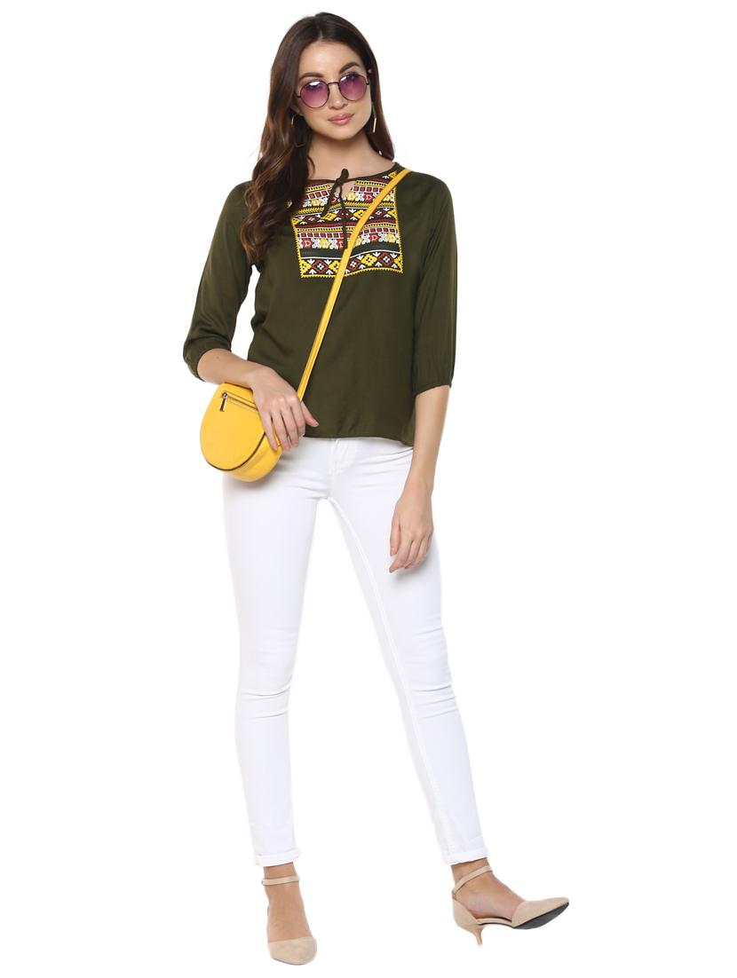 tie up detail geometric print top - 15770343 - Zoom Image - 4