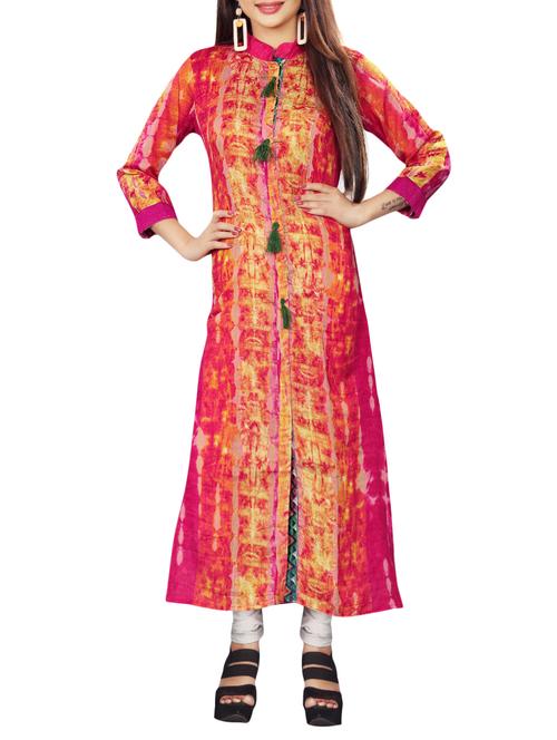 Printed straight kurta with tassels - 15770539 - Standard Image - 1