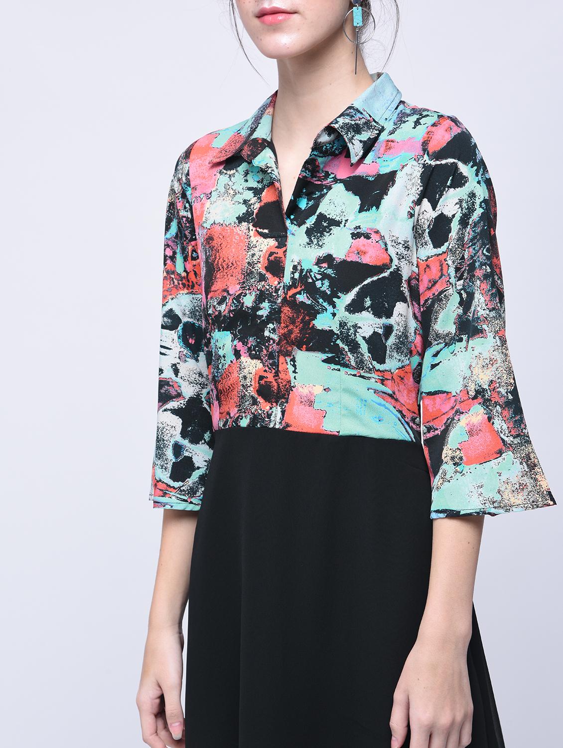placket detail abstract a-line dress - 15770590 - Zoom Image - 4