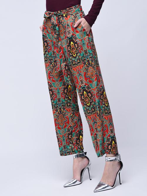 self tie kaleidoscopic print trouser - 15770767 - Very Small Image - 1
