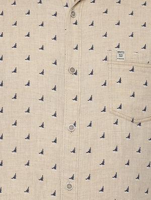 beige printed casual shirt - 15772750 - Standard Image - 4