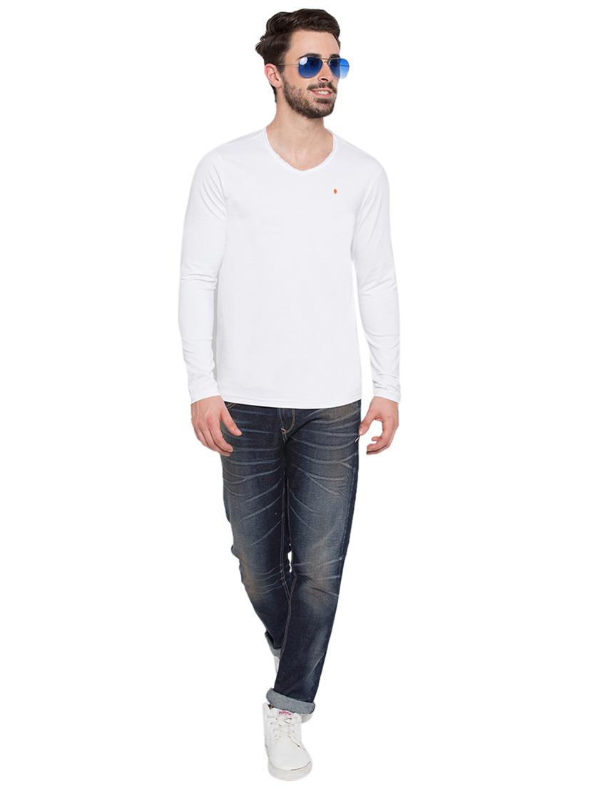 solid white v-neck t-shirt - 15772933 - Zoom Image - 4