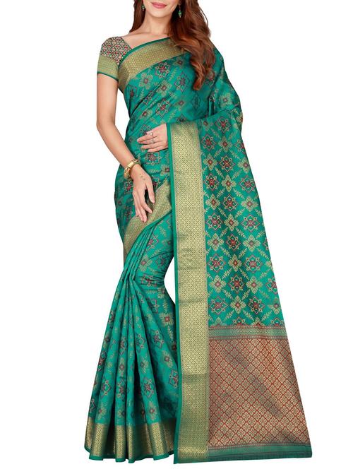 green silk woven saree with blouse - 15773525 - Standard Image - 1