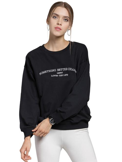 embroidered text drop shoulder sweatshirt - 15774798 - Standard Image - 1