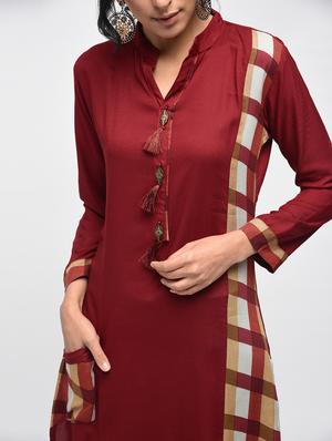 pocket detail straight kurta - 15776916 - Standard Image - 4