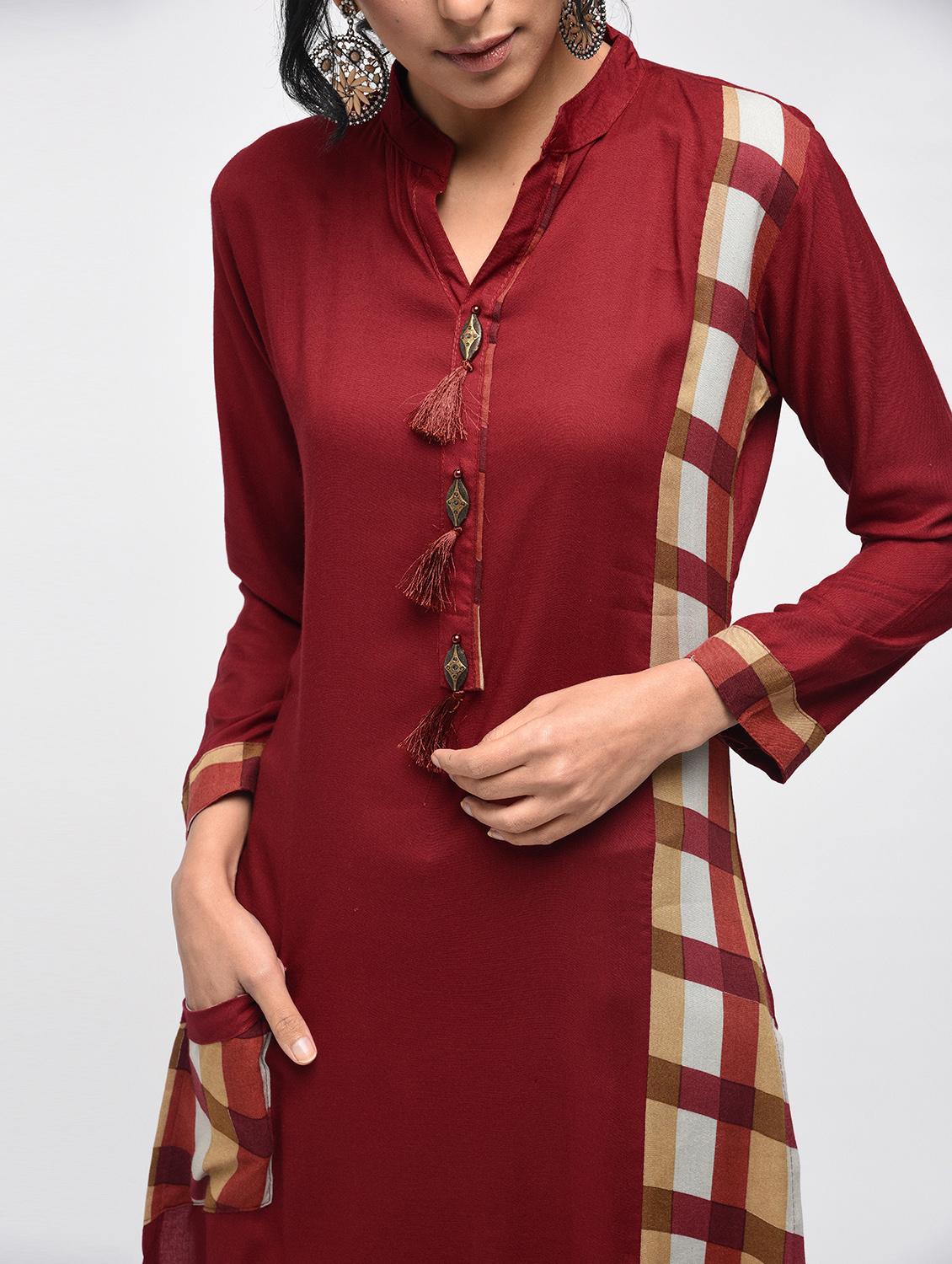pocket detail straight kurta - 15776916 - Zoom Image - 4