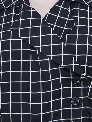 lapel neck grid pattern a-line dress - 15778859 - Standard Image - 4