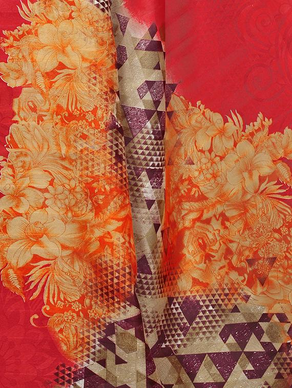 Printed Art Silk saree with blouse - 15780276 - Zoom Image - 4