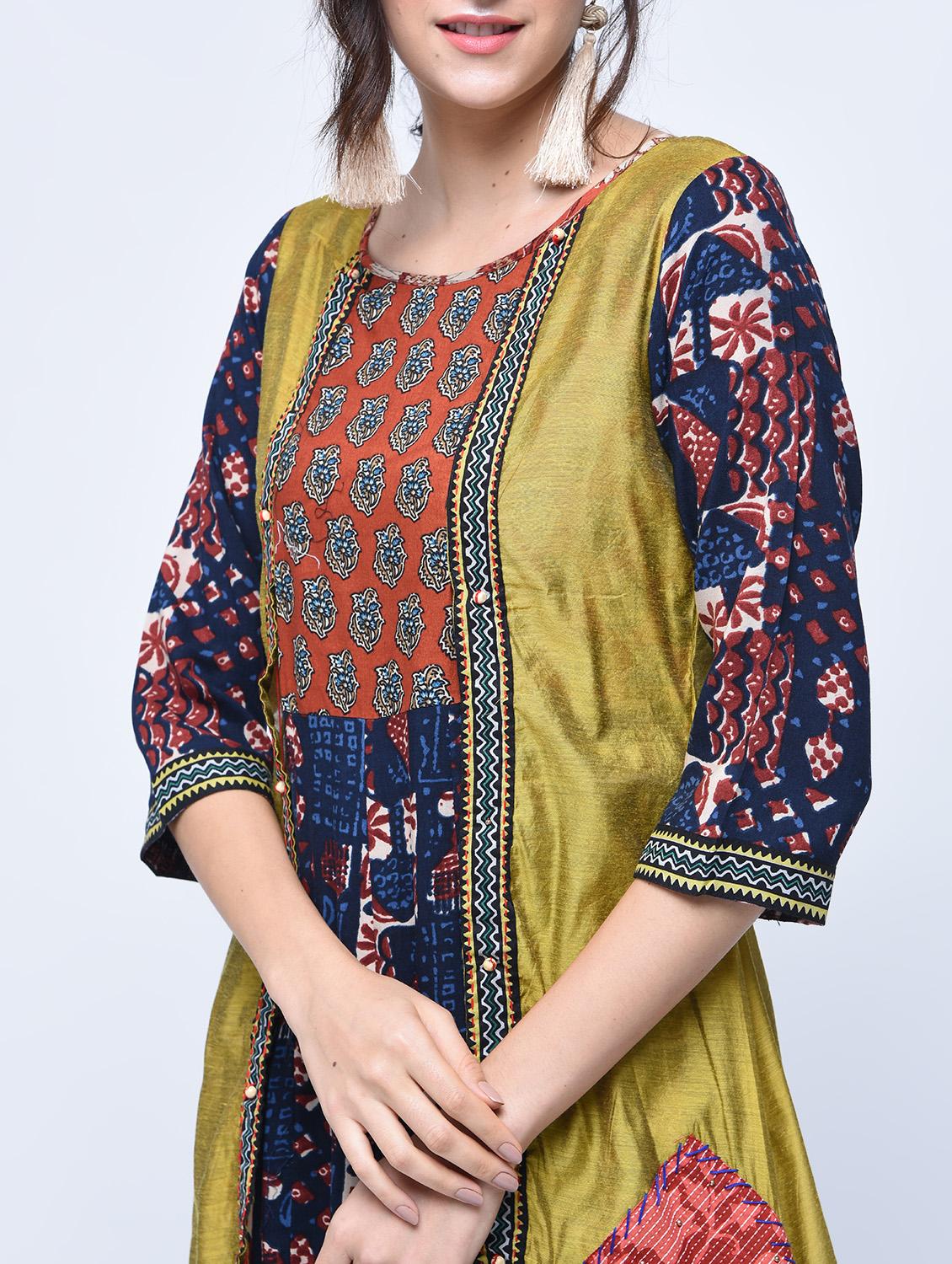 ethnic motifs printed layered dress - 15781247 - Zoom Image - 4