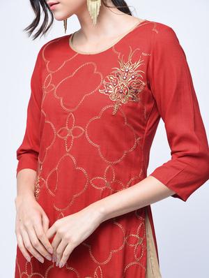 embroidered layered tiered kurta - 15781253 - Standard Image - 4
