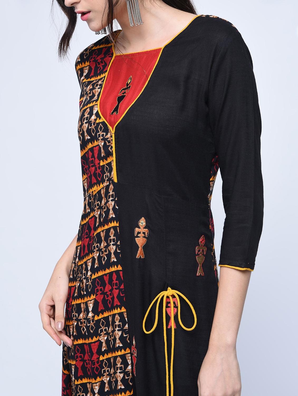 geometrical embroidered a-line kurta - 15781261 - Zoom Image - 4