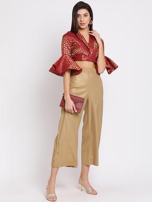 zari self-design bell sleeved blouse - 15782209 - Standard Image - 4