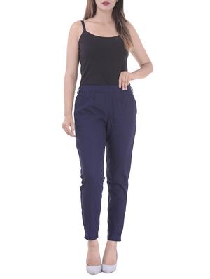 navy blue gathered back trousers - 15784927 - Standard Image - 4