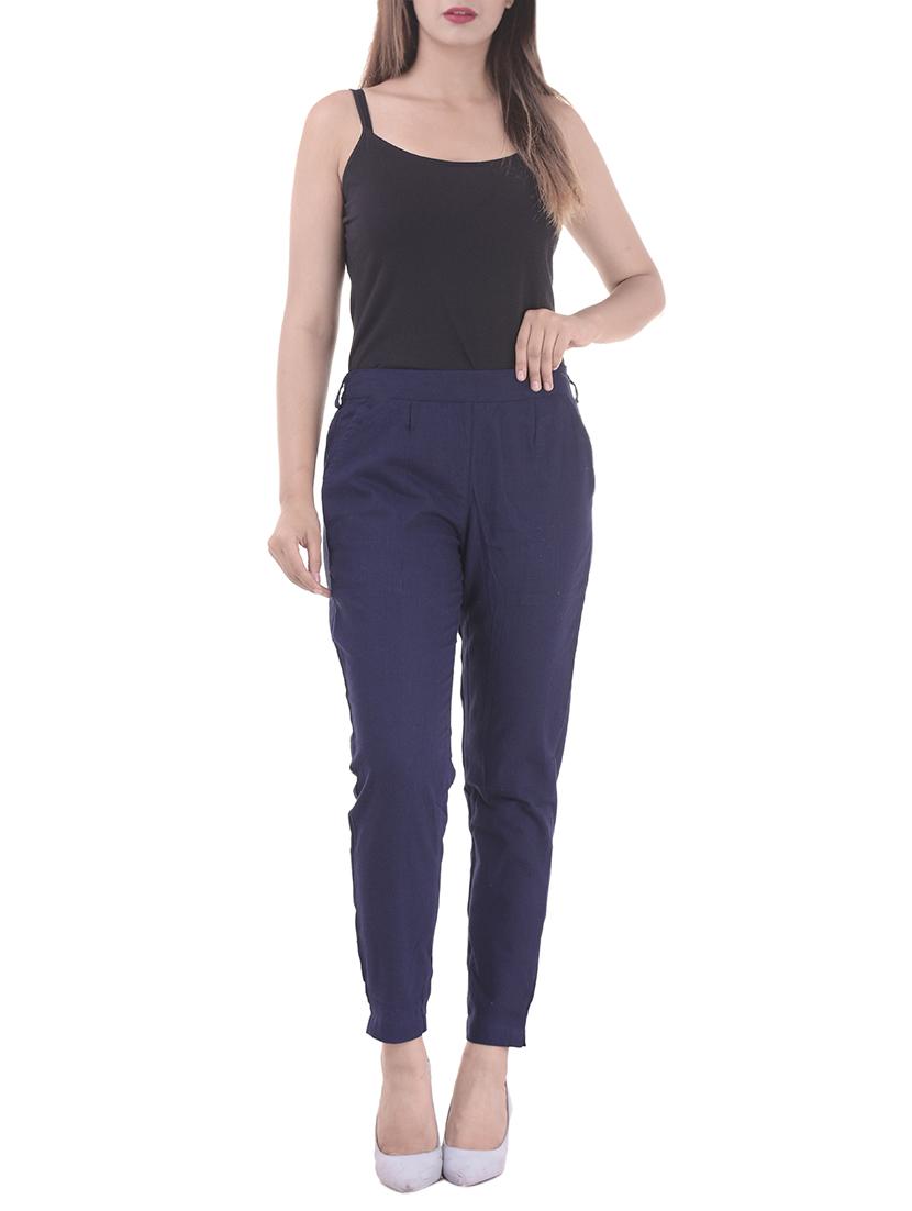 navy blue gathered back trousers - 15784927 - Zoom Image - 4