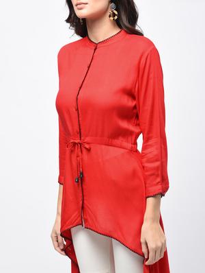 high low solid kurti - 15788593 - Standard Image - 4