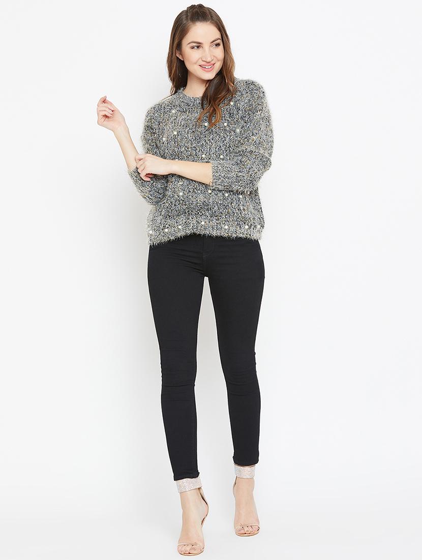 pearl embellished drop shoulder pullover - 15790521 - Zoom Image - 4