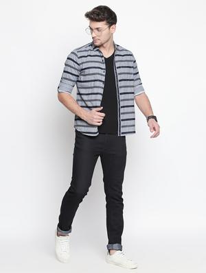 grey striped casual shirt - 15791625 - Standard Image - 4