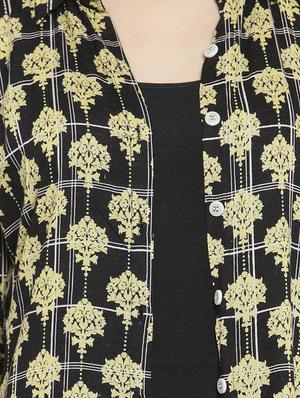 Printed bell sleeved drawstring shrug - 15792934 - Standard Image - 4