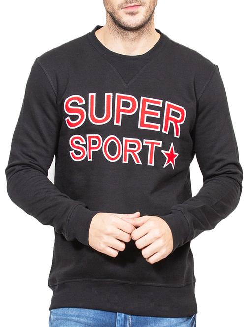 black hoisery chest print sweatshirt - 15797204 - Standard Image - 1