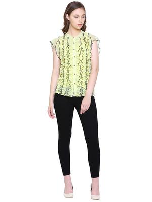 Ruffled contrast top-stitching detail top - 15797252 - Standard Image - 4