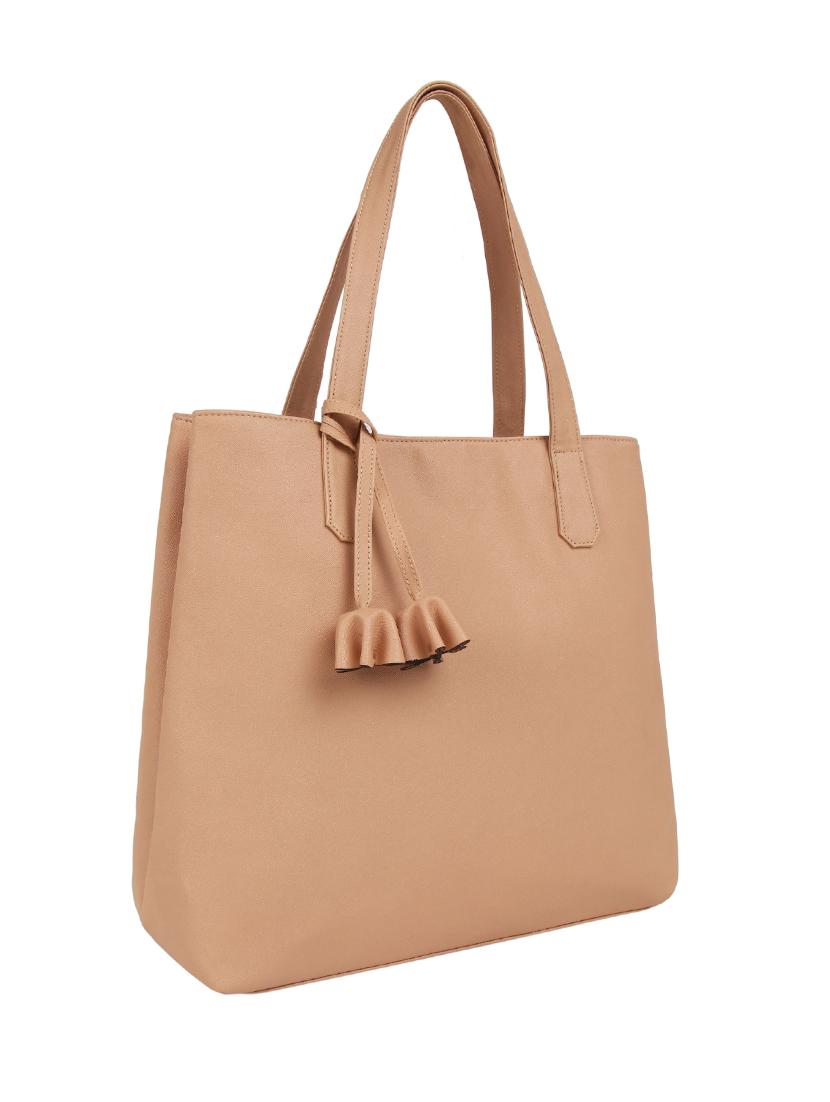 beige leatherette (pu) regular handbag - 15797846 - Zoom Image - 4