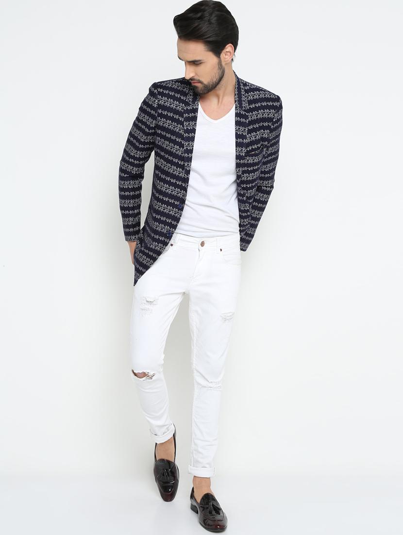 navy blue cotton casual blazer - 15798484 - Zoom Image - 4